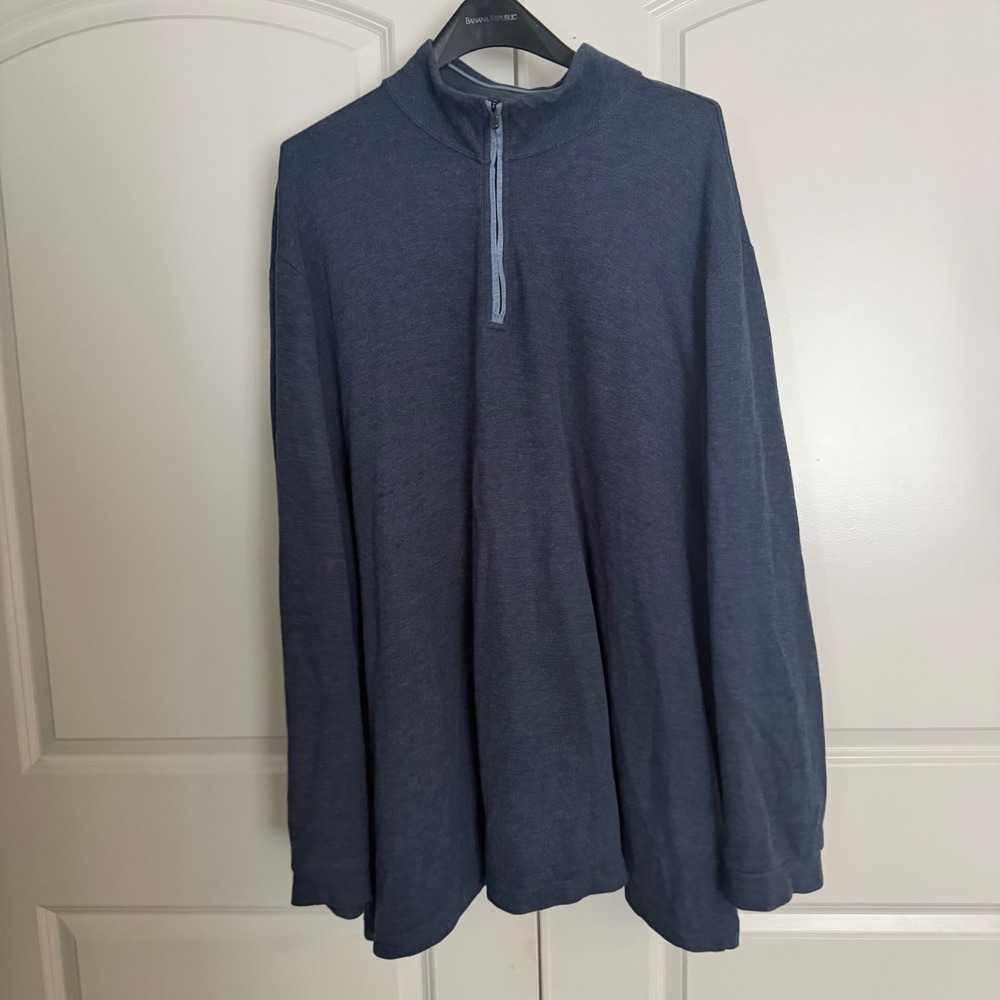 Joseph Abboud Mens 3X Blue Marl Quarter Zip Pullover Sweater Modern Fit